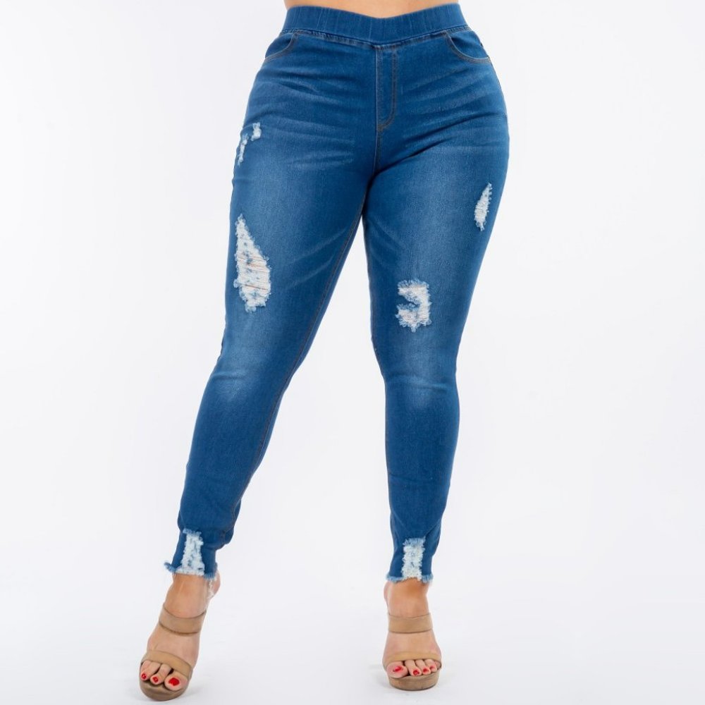 Women's Plus Size Distressed Denim Jeggings